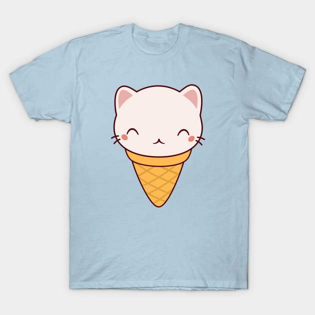 Kawaii Cute Cat Ice Cream T-Shirt by happinessinatee